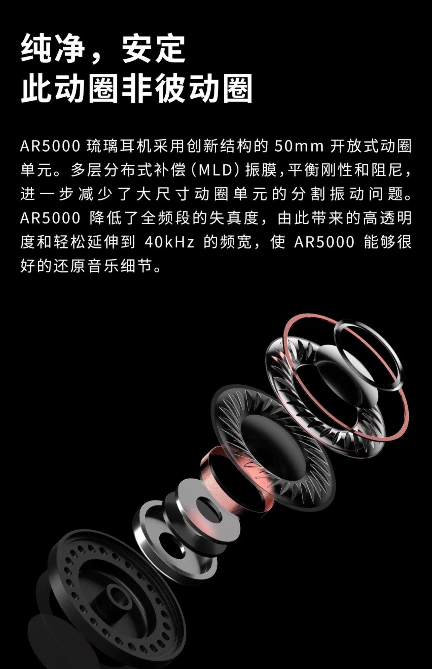 Aune AR5000 Glass Earphones Head Mounted HiFi Fever Stereo Esports Game Monitoring Computer Dynamic