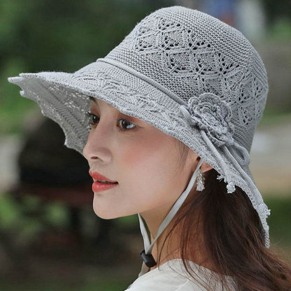 New Summer Outdoor Sunshade UV Protection Wide Brim Crotchet Sun Hat with neck flap for women
