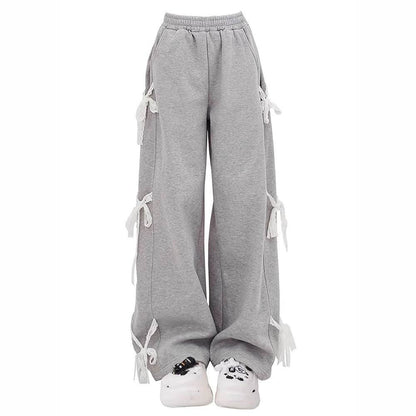 Fashion Bow lace up Oversized Baggy Sweat Pant women