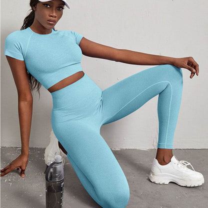 Lot de 2 tenues de sport à séchage rapide pour femmes – Vêtements de yoga taille haute et push-up
