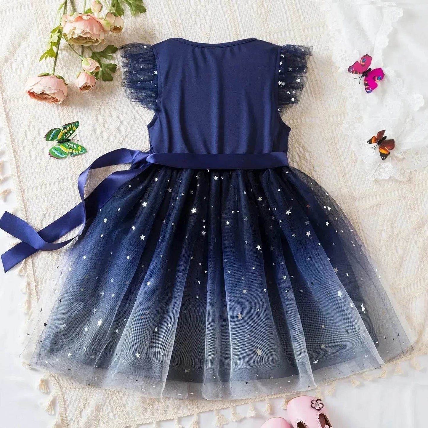 Robe de princesse étoilée pour petite fille, robe d'anniversaire en tulle, robe de fête pour enfants