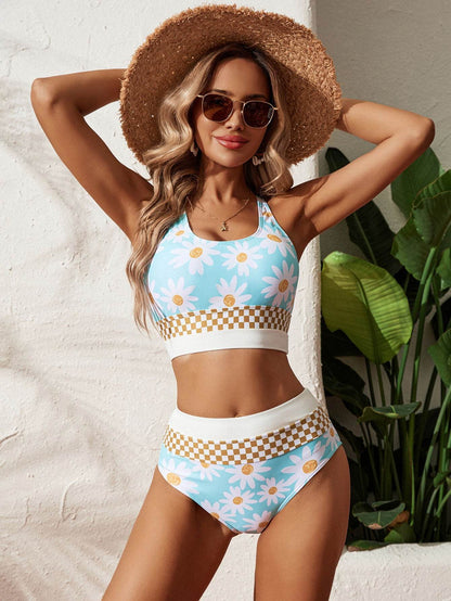 Maillot de Bain Grande Taille Fendu Imprimé Bikini Zippé
