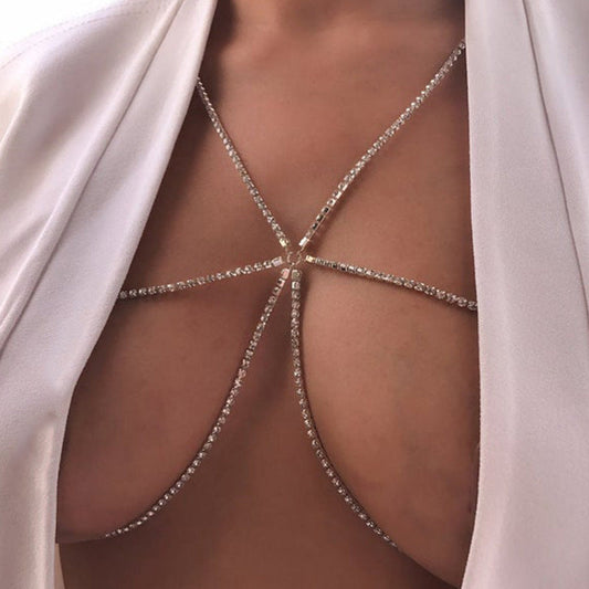 Chaînes de corps de bikini style vacances d'été avec soutien-gorge en strass