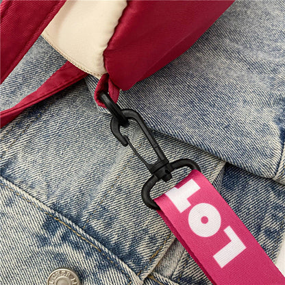 Stitch Canvas Shoulder Bag For Women Cartoon Strawberry Bear Casual Crossbody Bag Daily Commuting