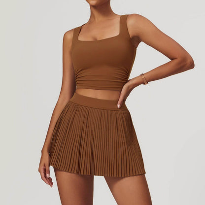 Ensemble de jupe de tennis, tenue de sport athlétique, jupe-short plissée pour femme
