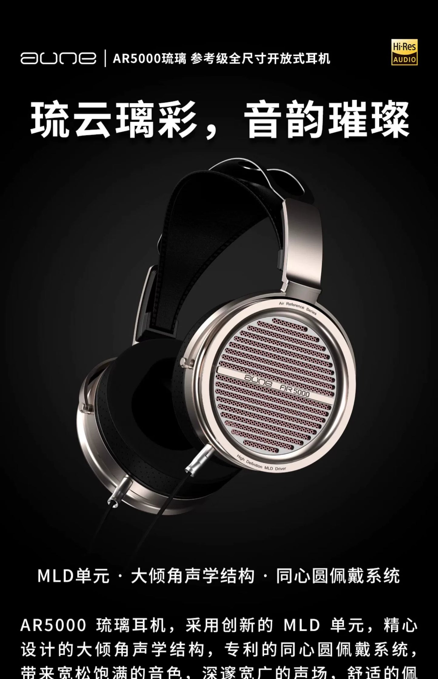 Aune AR5000 Glass Earphones Head Mounted HiFi Fever Stereo Esports Game Monitoring Computer Dynamic