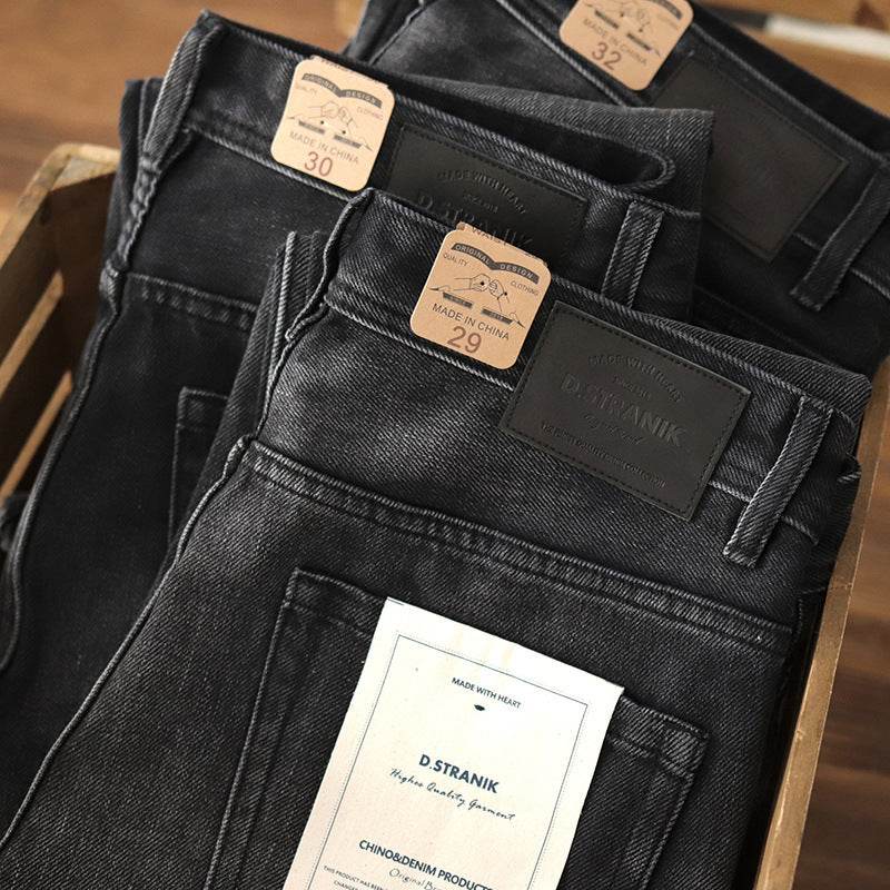 Denim Cotton Men's Heavy Black Washed Denim Jeans Pant trouser