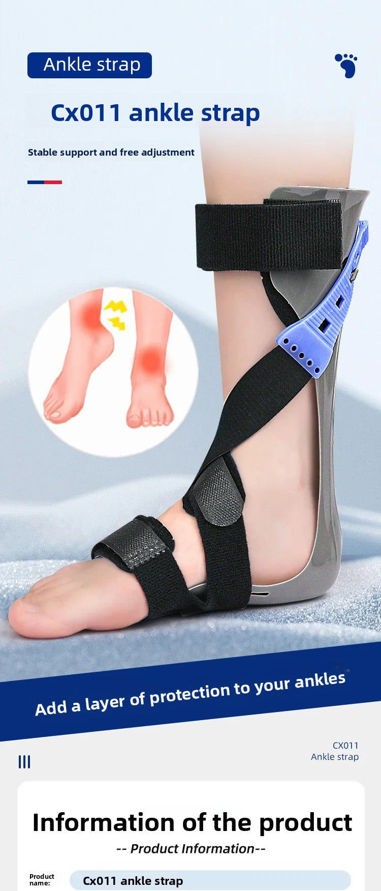 Correction de l'hémiplégie des accidents vasculaires cérébrales et de la Fixation de l'articulation de la cheville avec dispositif d'orthèse de chute de pied pour la Correction de Valgus d'inversion