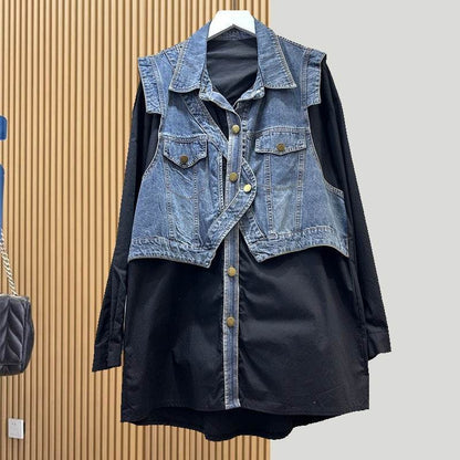 Denim Skirt Pleated Diamond Urban Commute Style