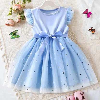 Robe de princesse étoilée pour petite fille, robe d'anniversaire en tulle, robe de fête pour enfants