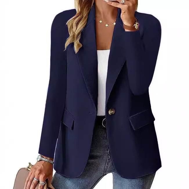 Blazer Décontracté Femme Manches Longues Couleur Unie Cardigan Décontracté Petite Veste de Costume Pour Femme Élégante Vêtement d'Extérieur de Bureau