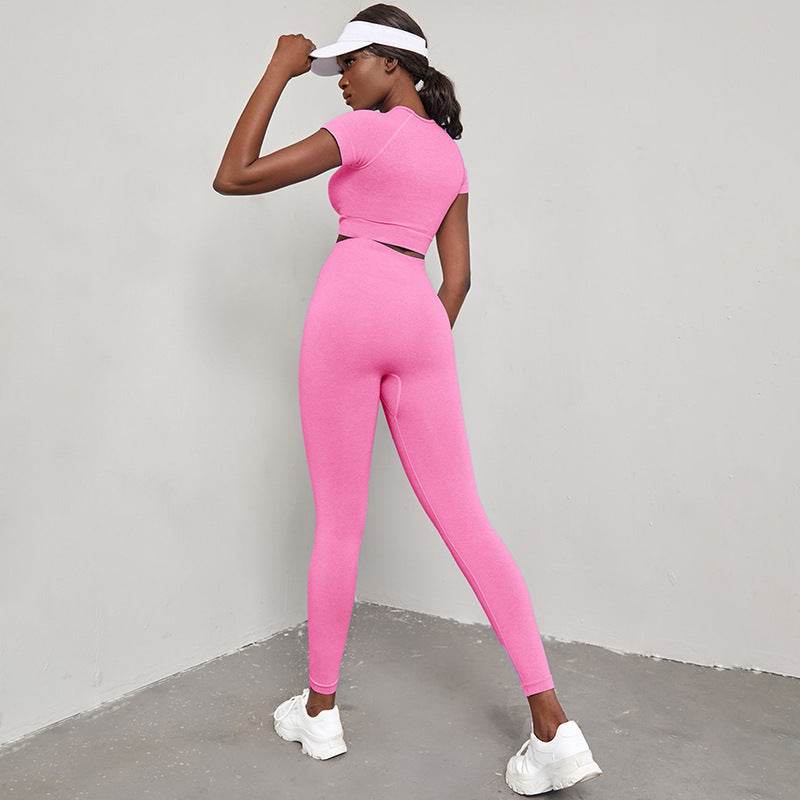Lot de 2 tenues de sport à séchage rapide pour femmes – Vêtements de yoga taille haute et push-up