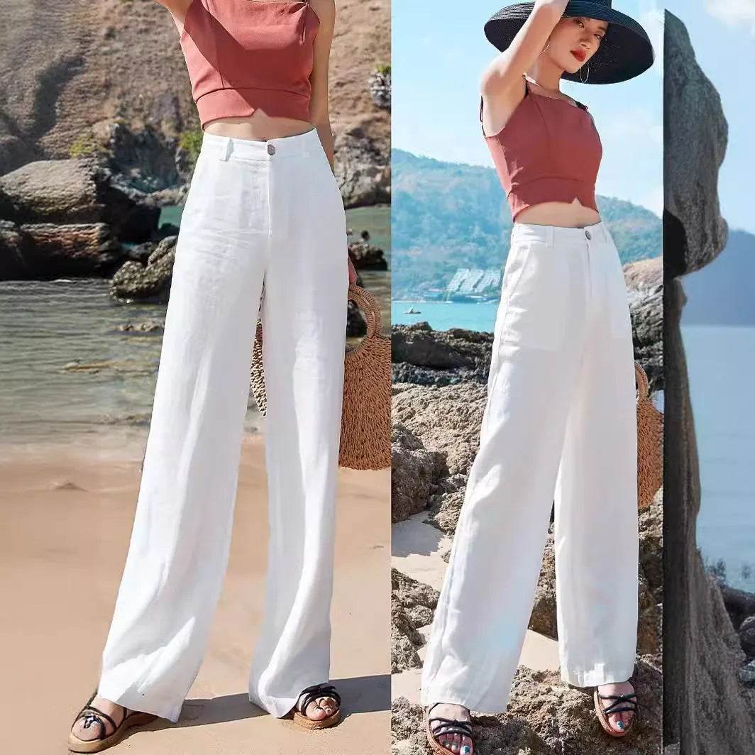 Fashion Summer Casual High waist plain trouser Pants For Women
