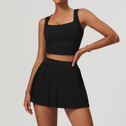 Ensemble de jupe de tennis, tenue de sport athlétique, jupe-short plissée pour femme