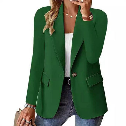 Blazer Décontracté Femme Manches Longues Couleur Unie Cardigan Décontracté Petite Veste de Costume Pour Femme Élégante Vêtement d'Extérieur de Bureau