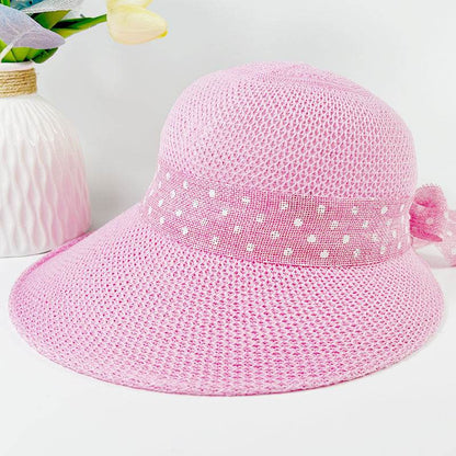 Summer Women's Wide Brim Bowknot All-Match woven Sun Hat
