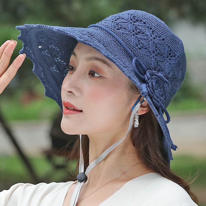 New Summer Outdoor Sunshade UV Protection Wide Brim Crotchet Sun Hat with neck flap for women