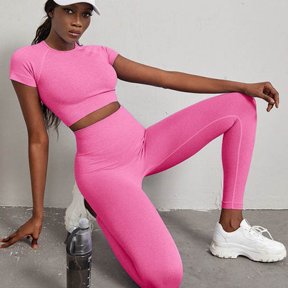 Lot de 2 tenues de sport à séchage rapide pour femmes – Vêtements de yoga taille haute et push-up