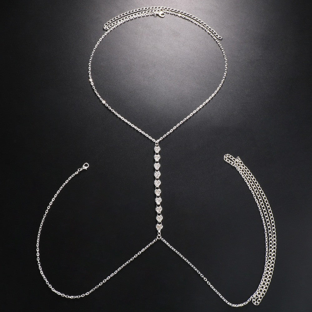 Rhinestone Love Bikini Beach Breastpin Nightclub Sexy Body Chains