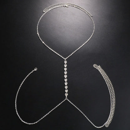 Rhinestone Love Bikini Beach Breastpin Nightclub Sexy Body Chains
