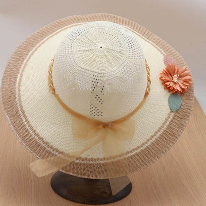 New Summer Outdoor Sunshade UV Protection Wide Brim Crotchet Sun Hat with neck flap for women