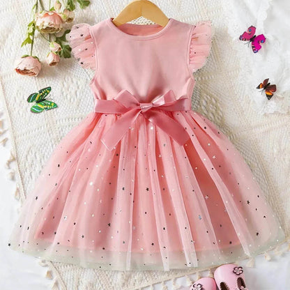 Robe de princesse étoilée pour petite fille, robe d'anniversaire en tulle, robe de fête pour enfants