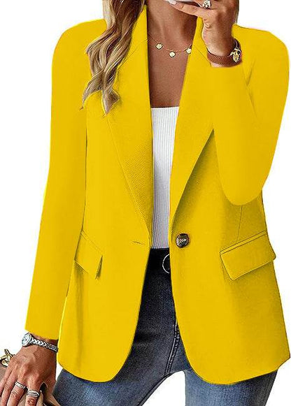 Blazer Décontracté Femme Manches Longues Couleur Unie Cardigan Décontracté Petite Veste de Costume Pour Femme Élégante Vêtement d'Extérieur de Bureau
