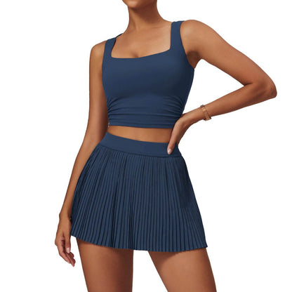 Ensemble de jupe de tennis, tenue de sport athlétique, jupe-short plissée pour femme