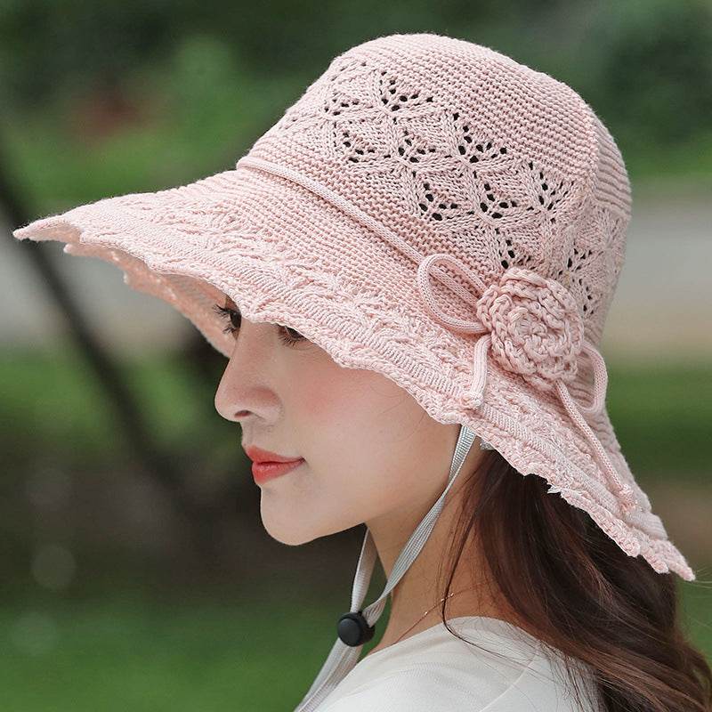 New Summer Outdoor Sunshade UV Protection Wide Brim Crotchet Sun Hat with neck flap for women