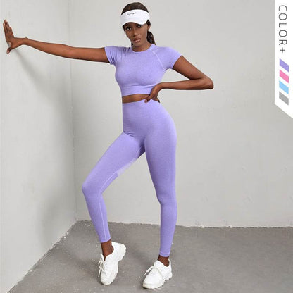 Lot de 2 tenues de sport à séchage rapide pour femmes – Vêtements de yoga taille haute et push-up
