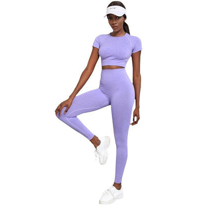 Lot de 2 tenues de sport à séchage rapide pour femmes – Vêtements de yoga taille haute et push-up