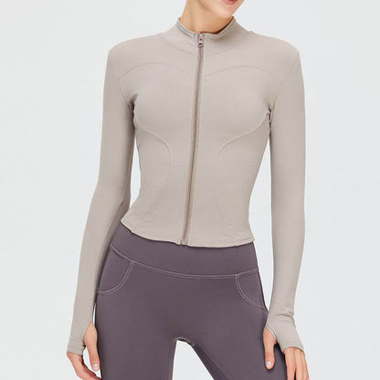 Autumn Winter Long Sleeve Zipper Slim fit Workout Top for women