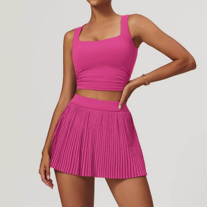 Ensemble de jupe de tennis, tenue de sport athlétique, jupe-short plissée pour femme