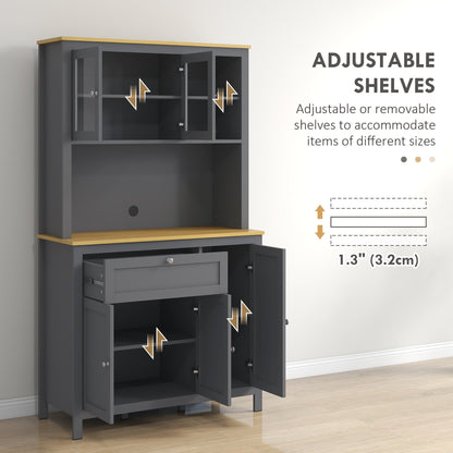 Brooks 71" 5-Door Kitchen/Storage Cabinet with Adjustable Shelves-Grey