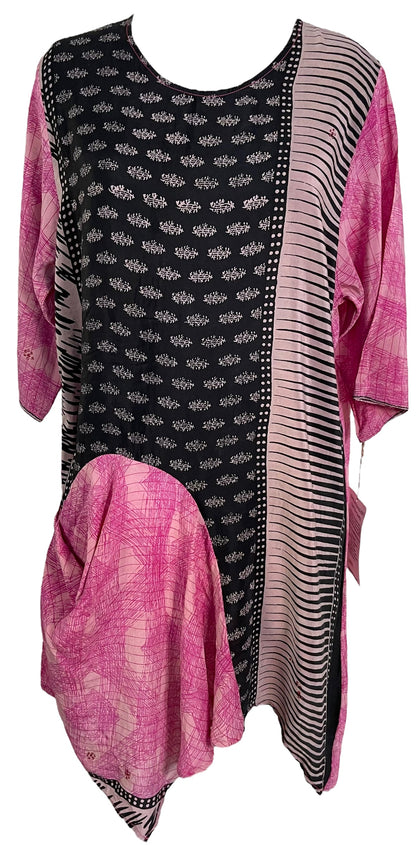 PRC6051 Avatar Pure Silk Self Pocket Tunic Dress