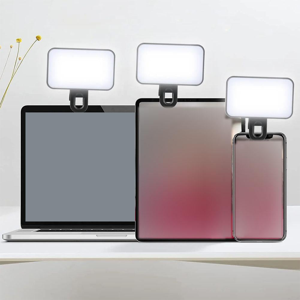 Mini flash pour téléphone portable, lumières pour Selfie, rechargeables, 3 Modes de luminosité, Clip réglable pour ordinateur portable, lumière de remplissage pour téléphone portable