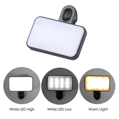 Mini flash pour téléphone portable, lumières pour Selfie, rechargeables, 3 Modes de luminosité, Clip réglable pour ordinateur portable, lumière de remplissage pour téléphone portable