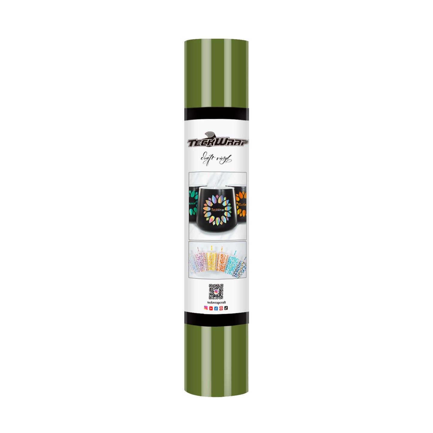 TeckWrap Glossy Adhesive Vinyl - Olive | Ideal for Art Projects, Decals, and More!