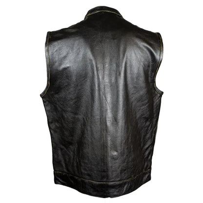 Gilet de motard en cuir vieilli Open Road pour hommes