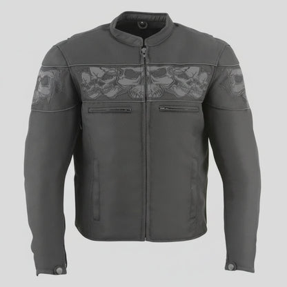 Open Road Men's Reflective Skull Cordura Motorcycle Jacket