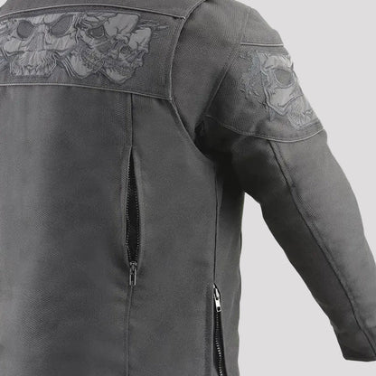 Open Road Men's Reflective Skull Cordura Motorcycle Jacket