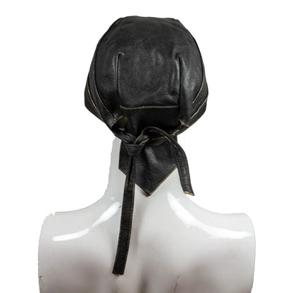 Open Road Rub Off Brown Leather Skull Cap