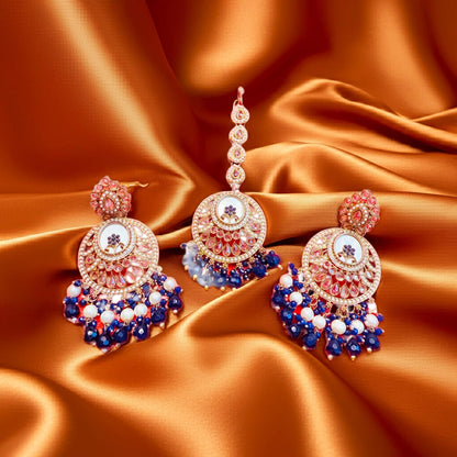 Boucles d'oreilles et ensemble Tikka miroirs fabriqués à la main – Bijoux ethniques