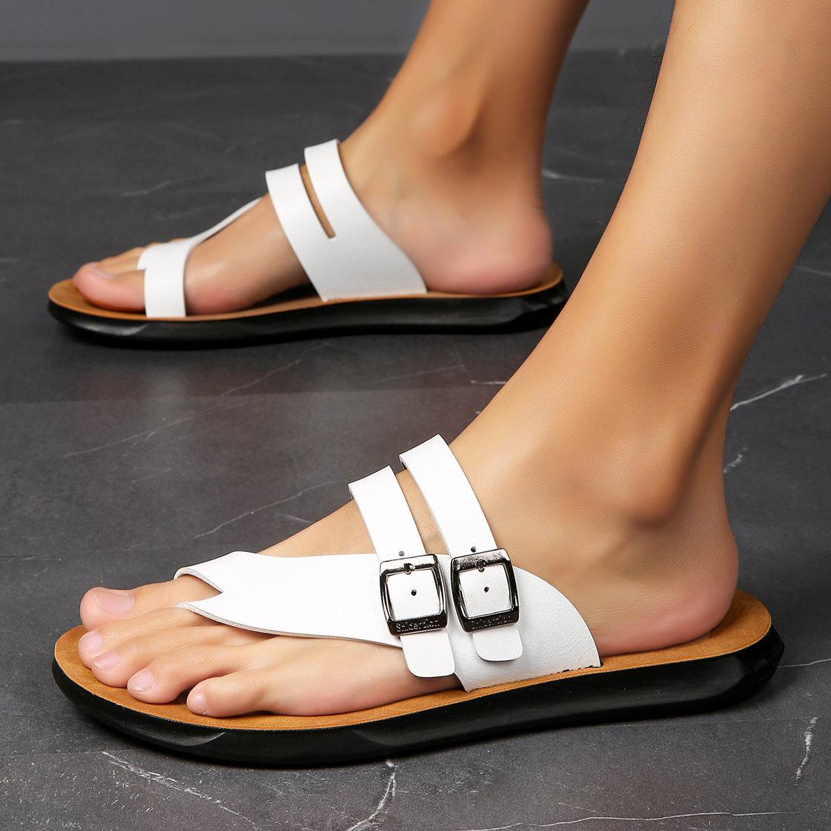 Tongs à fond plat pour femme, antidérapantes, pour salle de bain et plage