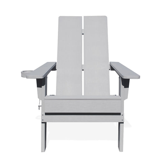 Chaise pliante d'extérieur Adirondack en polymère avec porte-gobelet