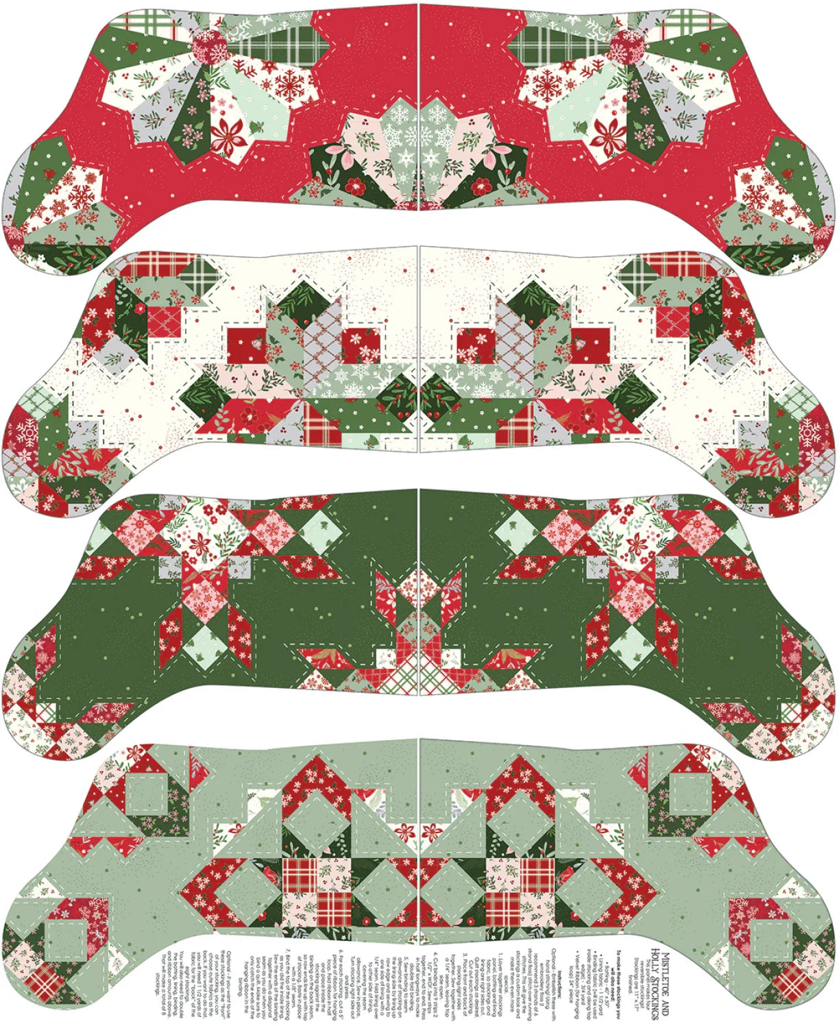 Mistletoe & Holly 35 1/2in x 43in Stockings Panel
