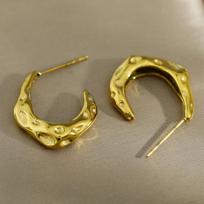 SADE Hammered Finish Mini Hoop Gold Earrings