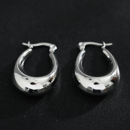 ARINA Chunky Shaped Hoops Silver