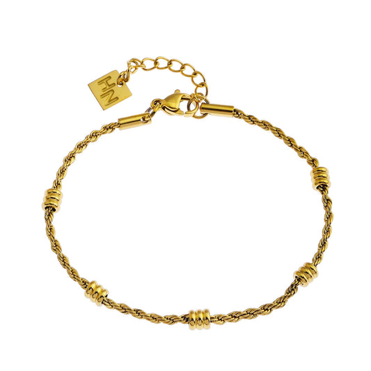 AMIENS Gold: Bracelet chaîne corde perlée