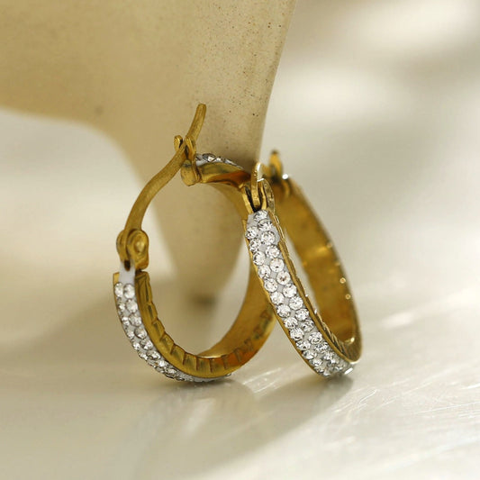 YARA Gold : Créoles en Zirconium "Pavé All the Way" (Petite Taille).